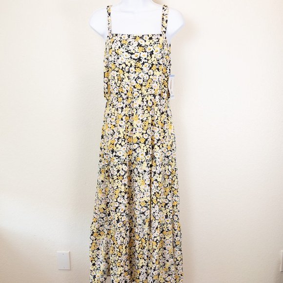 Sanctuary Yellow Floral Sundress Tied Straps Maxi Dress, Large - Picture 1 of 5